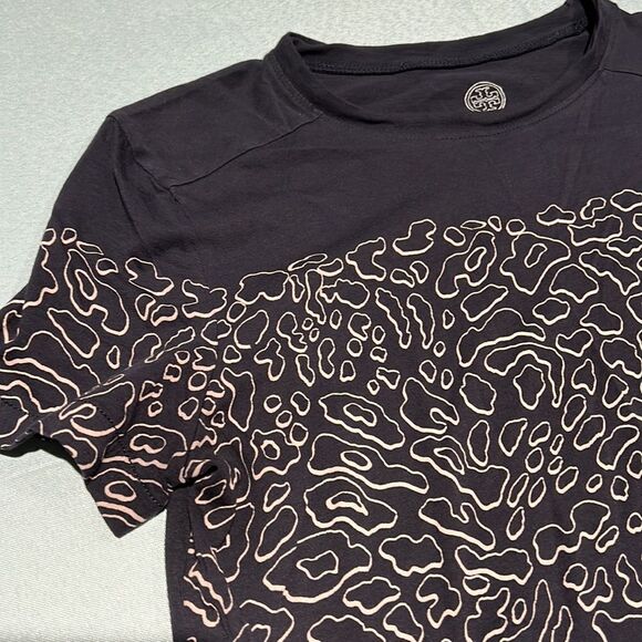 Toryburch Navy Blue T-shirt leopard print Size Small D40 - Picture 4 of 7
